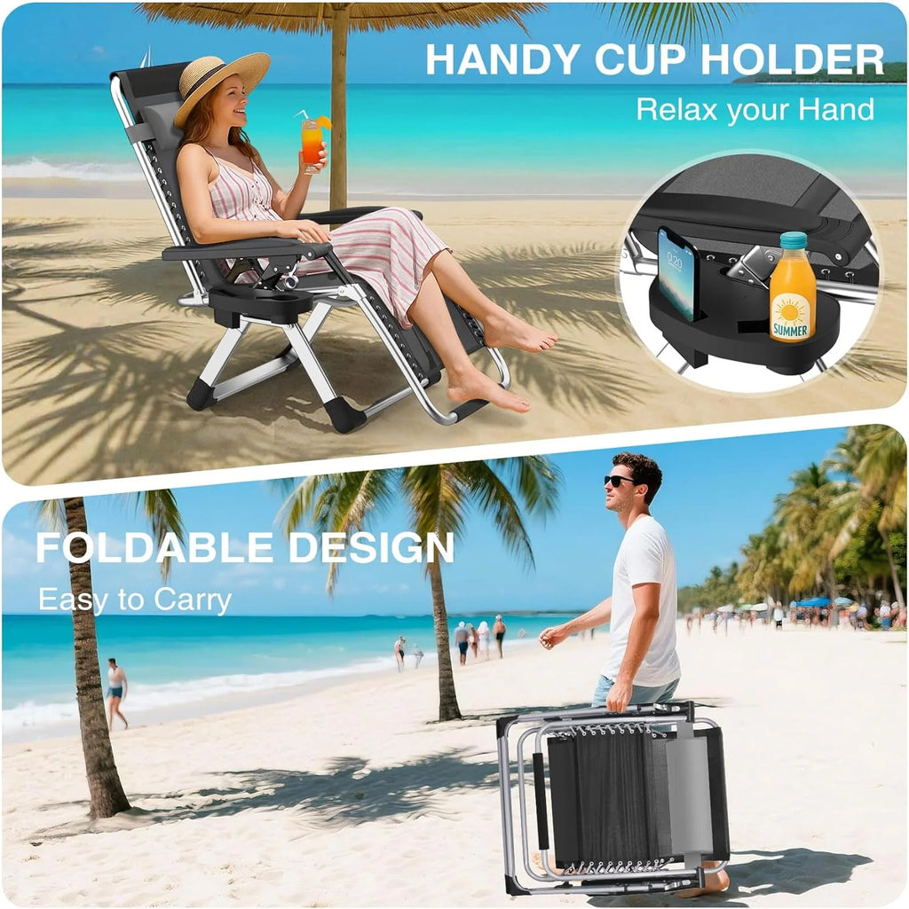 Indoor and outdoor patio chair folding lounge chair zero gravity chair with removable cushion camping lounge chair