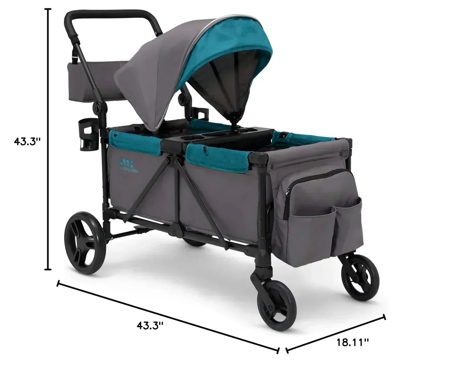 Jeep Sport All-Terrain Stroller Wagon by Delta Children Includes Canopy Parent Organizer