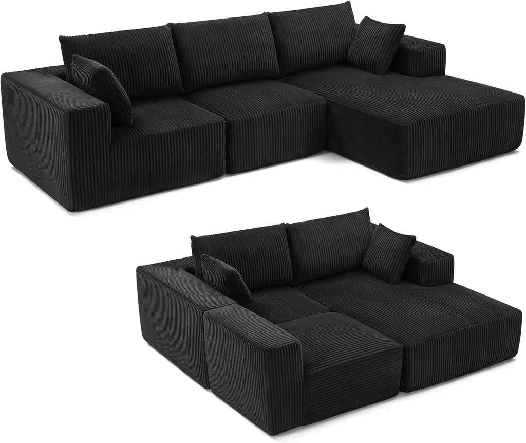 108-inch modular sofa cloud modular sofa with deep seat and reclining chair upholstered sofa
