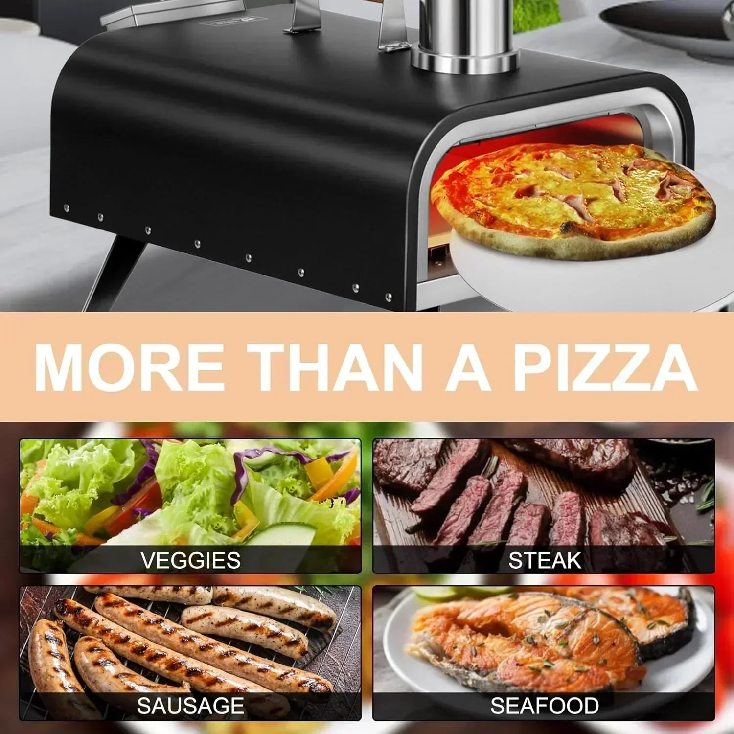 EDOSTORY Outdoor Pizza Oven Wood Fired for Outside Patio Maker With Stone Peel Grill Rack
