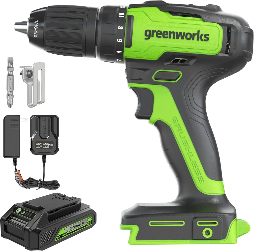24V Brushless Cordless Drill and Impact Driver,Power Tool Combo Kit Included 1/2�M��rill & 1/4�M��ex Impact Driver and (2) Batteries, Fast Charger, 2 pcs Drill Bit Set & Bag