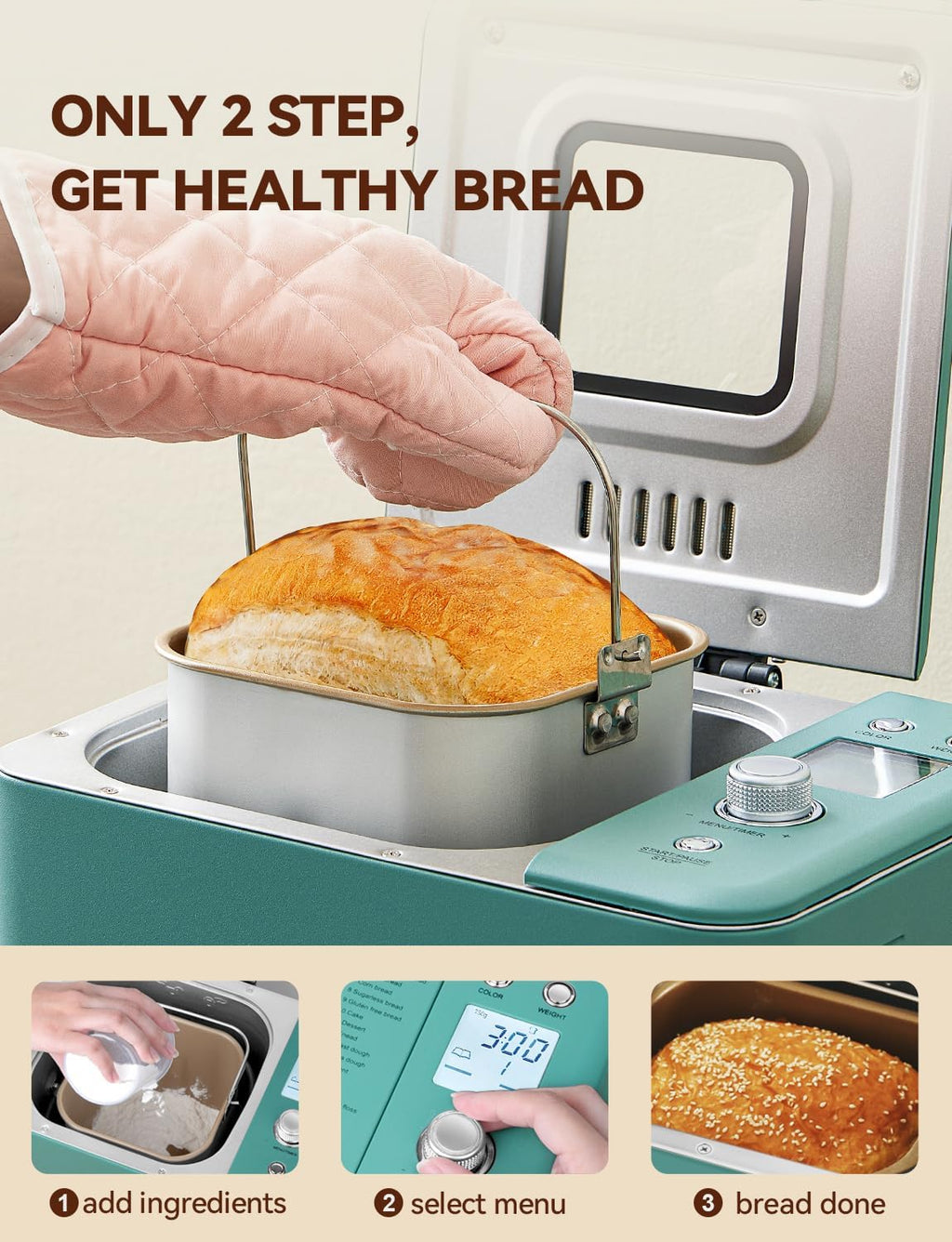 Neretva Bread Maker 20-in-1 2LB Bread Maker Dual Heater Bread Maker Automatic Ceramic Pan