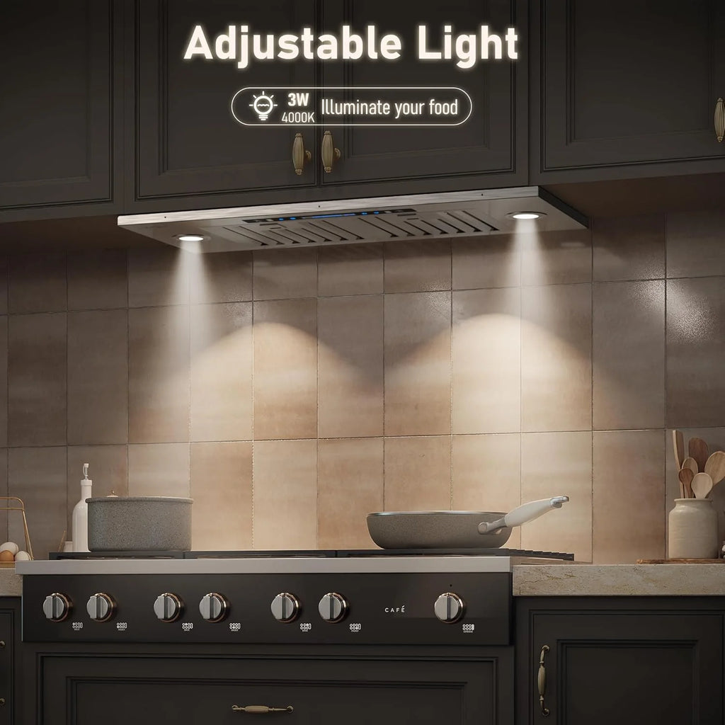 IKTCH 30 Built-in/Plug-in Range Hood 900 CFM, Ducted/Ductless Convertible Ducted, Stainless Steel Kitchen Range Hood