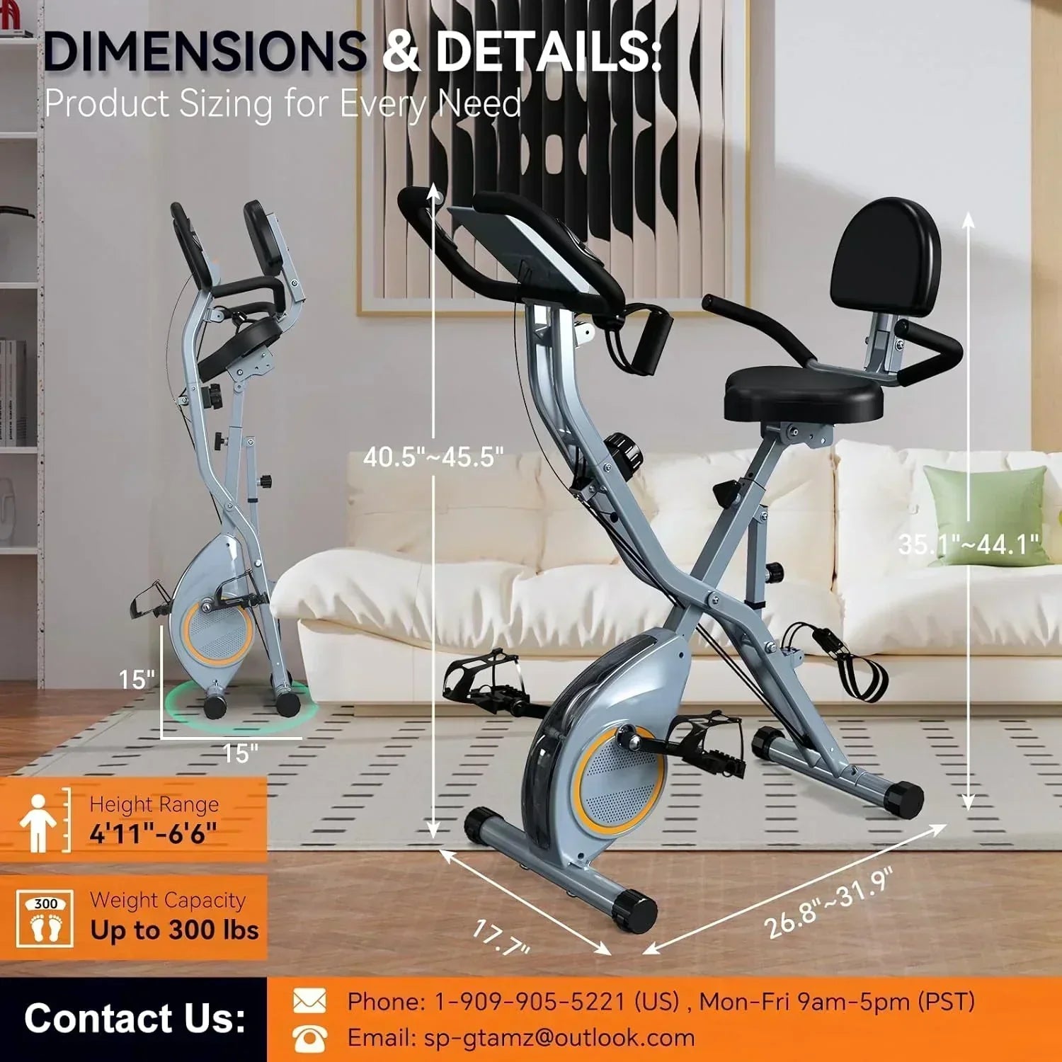 Foldable Exercise Bike Stationary Bikes  5 IN 1 Indoor Workout Cycling Bike Quiet Magnetic Resistance