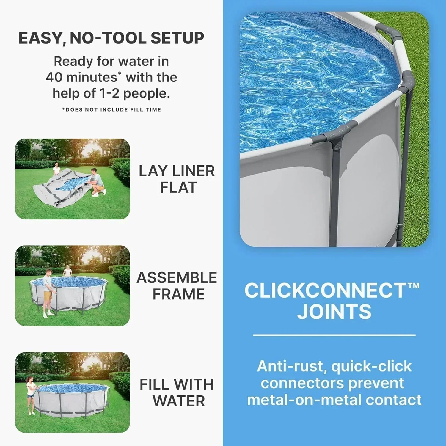 Steel Pro MAX 14 Foot x 48 Inch Round Metal Frame Above Ground Outdoor Swimming Pool Set