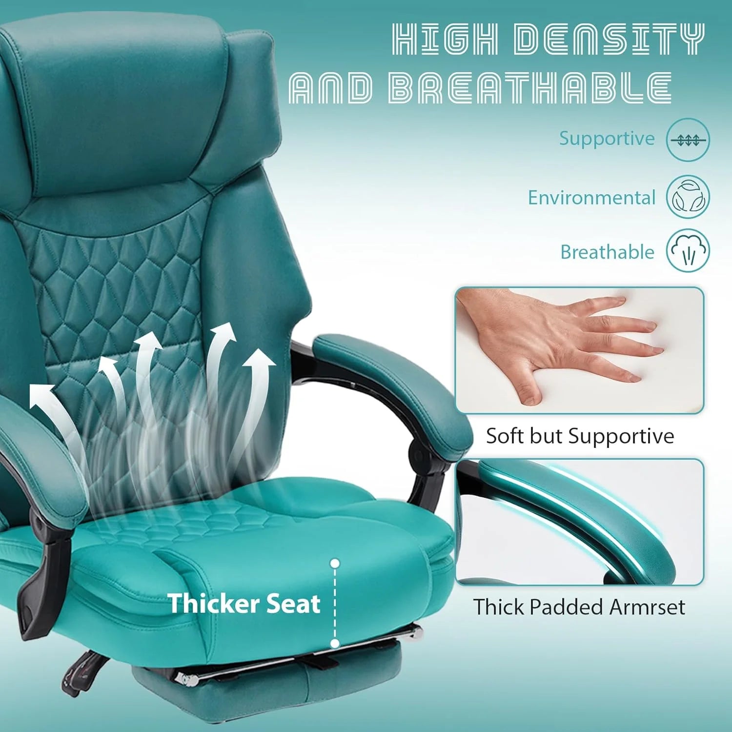 Massage Office Chair with Footrest 6 Point Vibration and Heating Home Executive Office Desk Chair