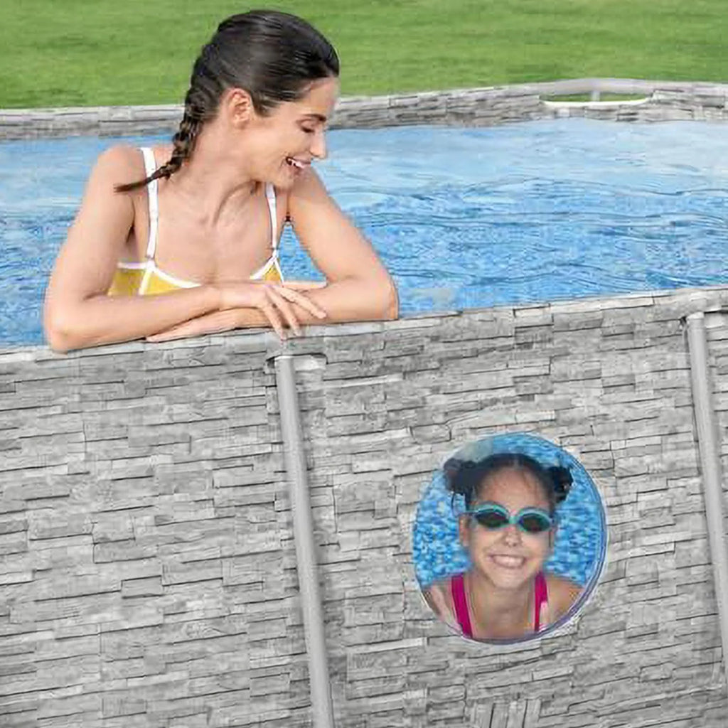 Power Steel Swim Vista Series II 14' x 8' 2 x 39.5 Above Ground Outdoor Swimming Pool Set with 530 GPH Filter Pump, Ladder, and Pool Cover