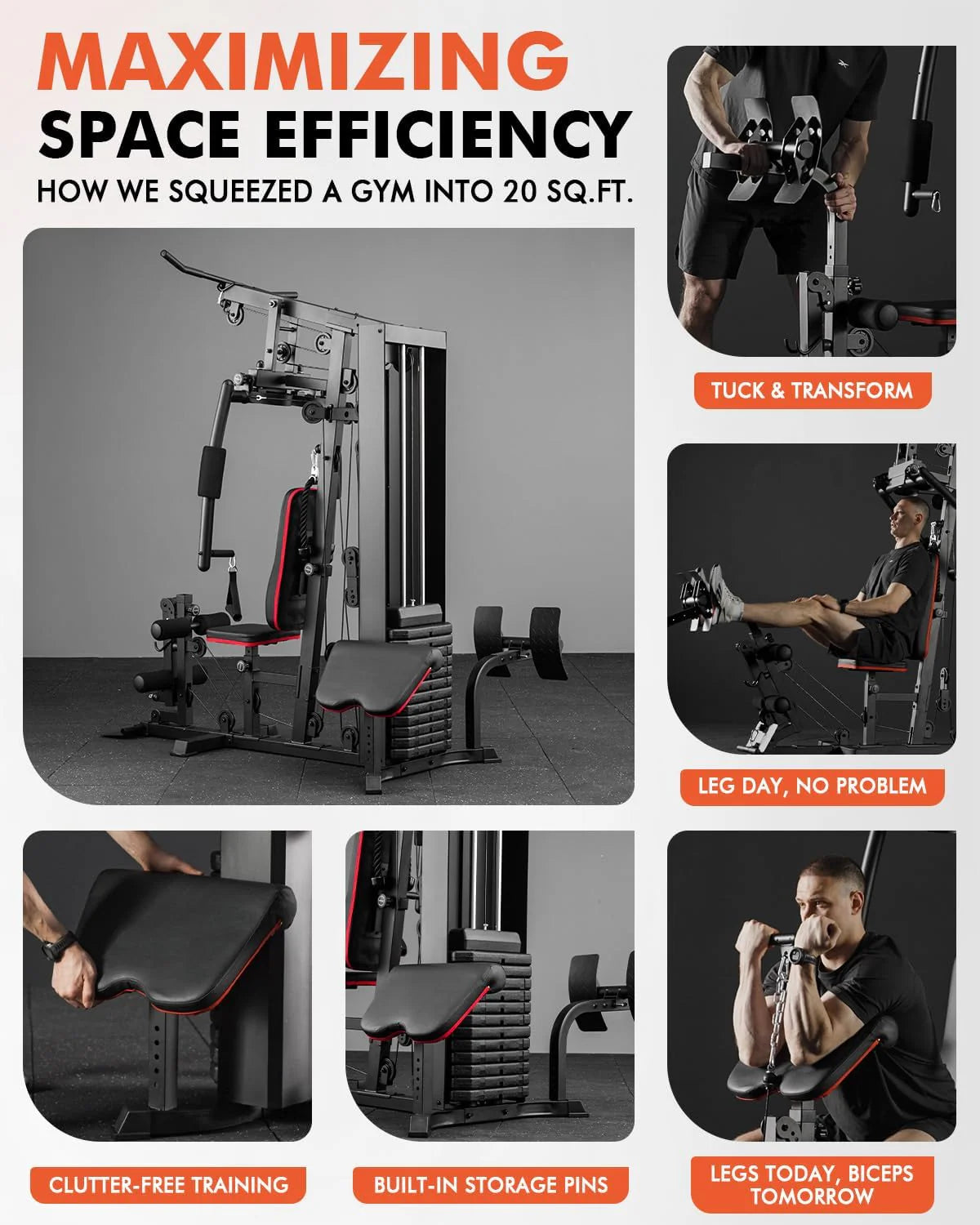Mikolo Home Gym, Workout Station with 150LBS Weight Stack, Multifunctional Home Gym Equipment