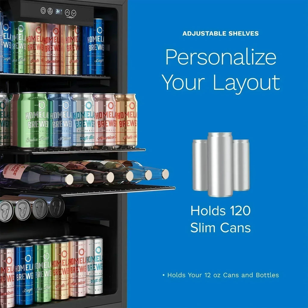 hOmeLabs Beverage Refrigerator and Cooler Mini Fridge with Glass Door for Soda Beer or Wine