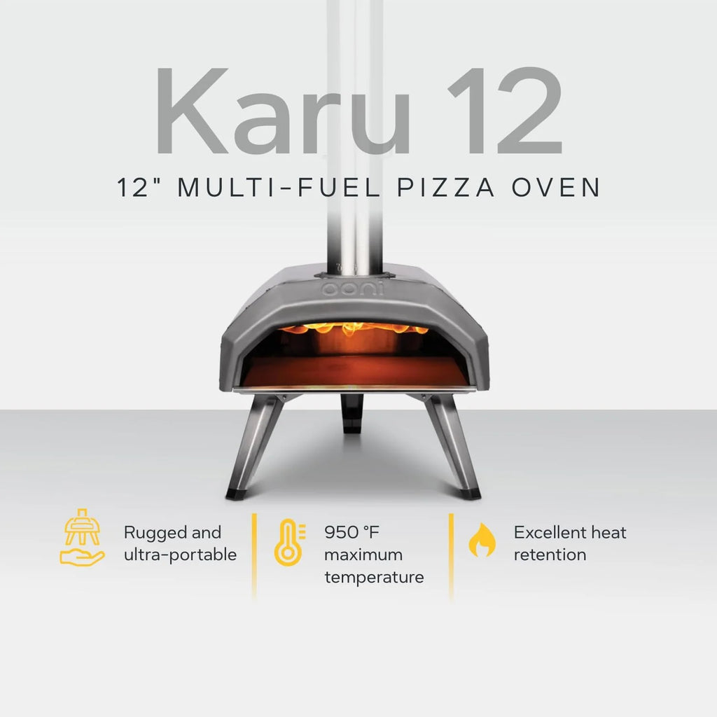 Ooni Karu 12 Multi-Fuel Outdoor Pizza Oven Reaches 950°F and Cooks 12 Inch Pizzas
