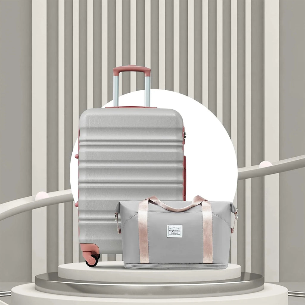 LONG VACATION 6 Piece Luggage Set Carry on Suitcase with ABS+PC hardshell, Spinner Wheels & YKK Zipper TSA Lock