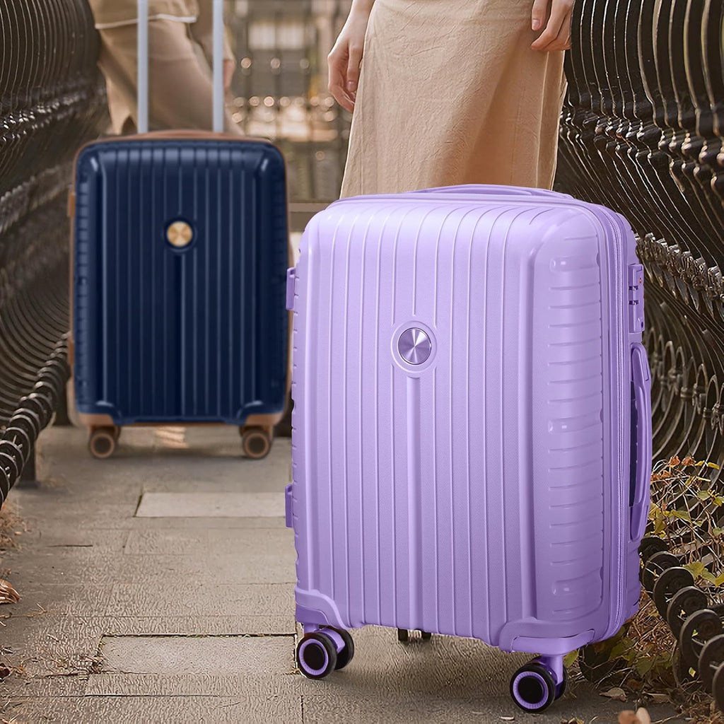 5-piece PP hardshell lightweight travel carry-on luggage set with dual spinner wheels