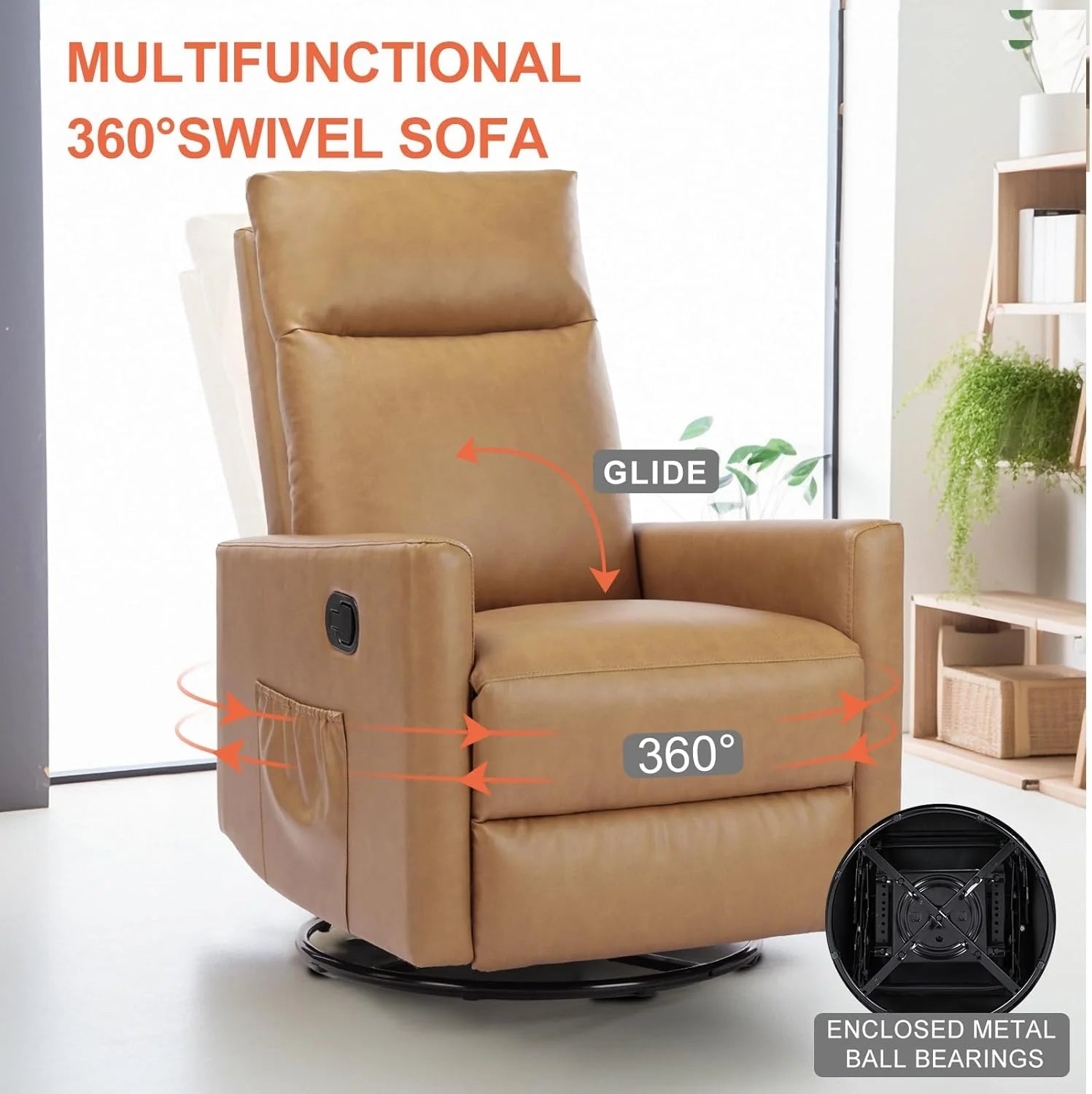 Sweetcrispy Massage Recliner Chair for Adults, Adjustable Home Theater Seating with Lumbar Support for Living Room, Modern Fabric Reclining, Light Grey