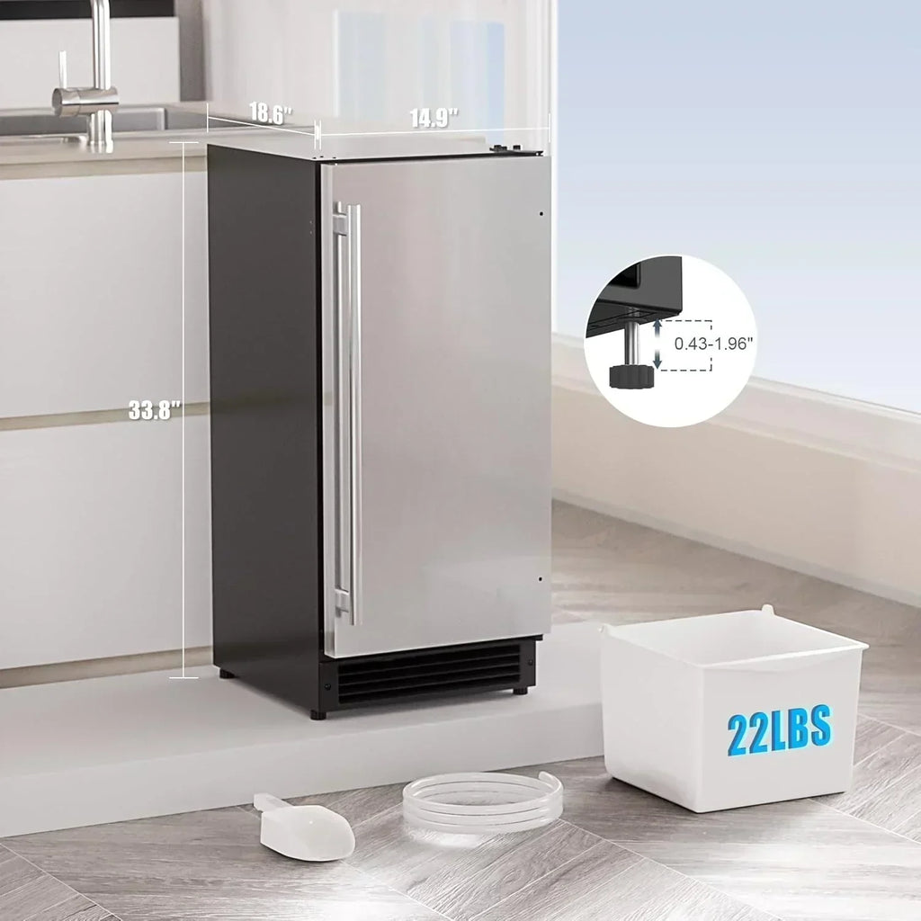 COTLIN 15 W Drainless Under Counter Ice Maker 22 LBS Storage Bin Free Standing