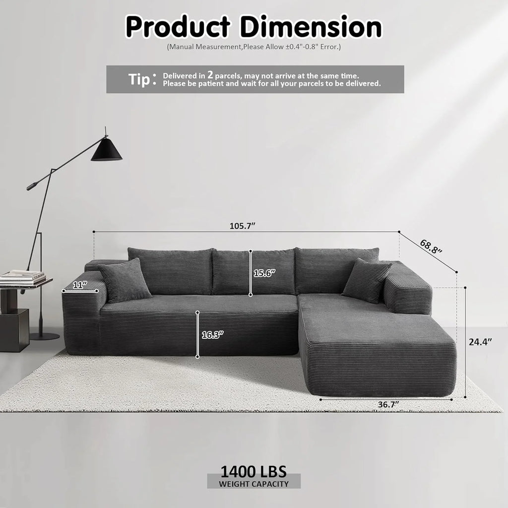 Ovios 104 Cloud Section Sofa L-shaped lounge chair, modern modular sofa