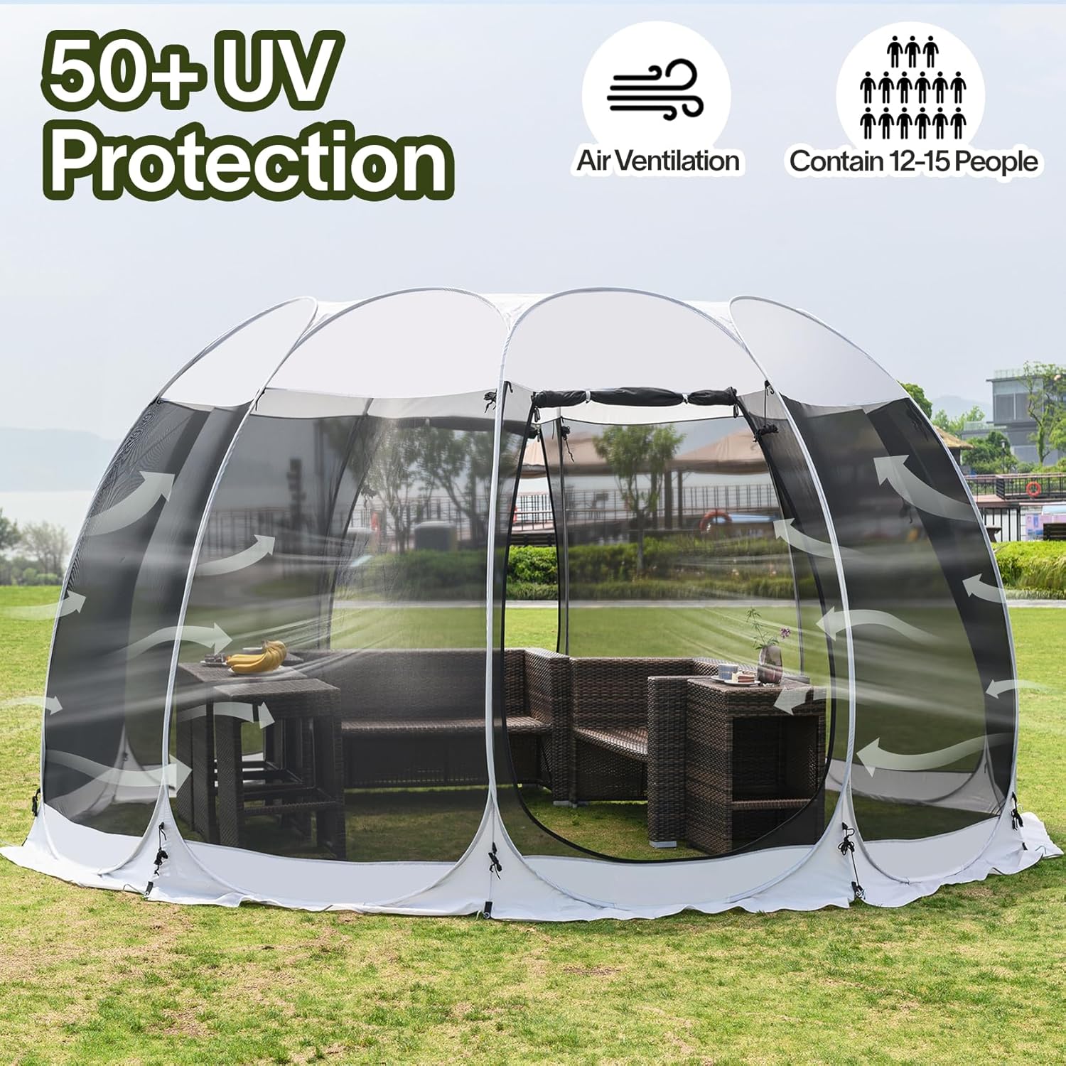 Screen gazebo sleeps 6-10-15 people Igloo-style canopy tent mosquito net on the sides Perfect