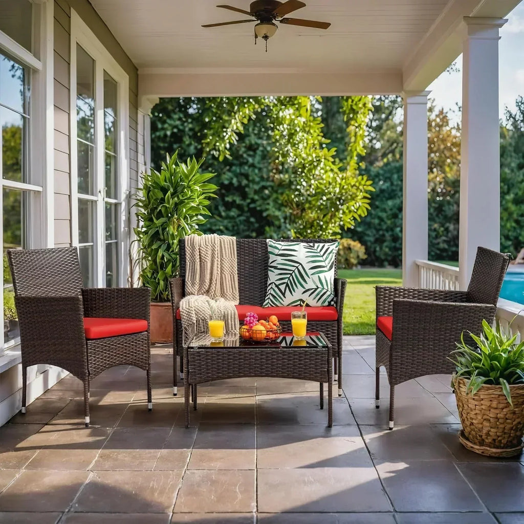 Homall 4-piece outdoor patio furniture set rattan chair wicker set