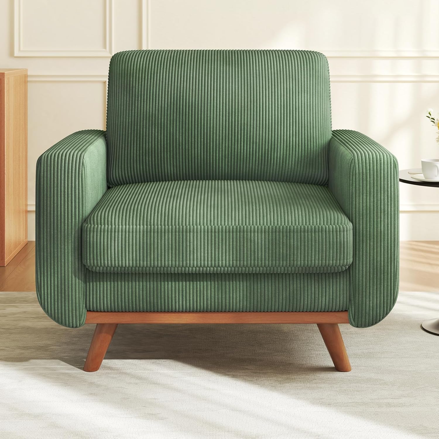 Vesgantti 68 Loveseat Sofa - Green, Comfy Corduroy with Spring Cushion, Solid Wood Frame, Modern Deep Seat, Bedroom & Living Room, Office Couch