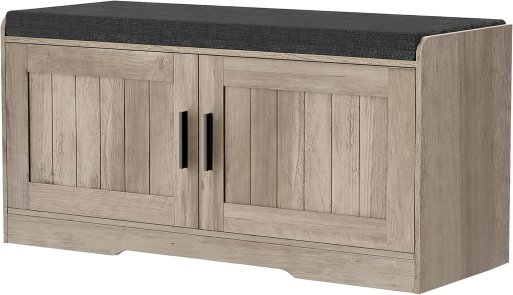 2-Tier Storage Bench Shoe Bench with Thickened Padded Seat Cushion Entryway Bench