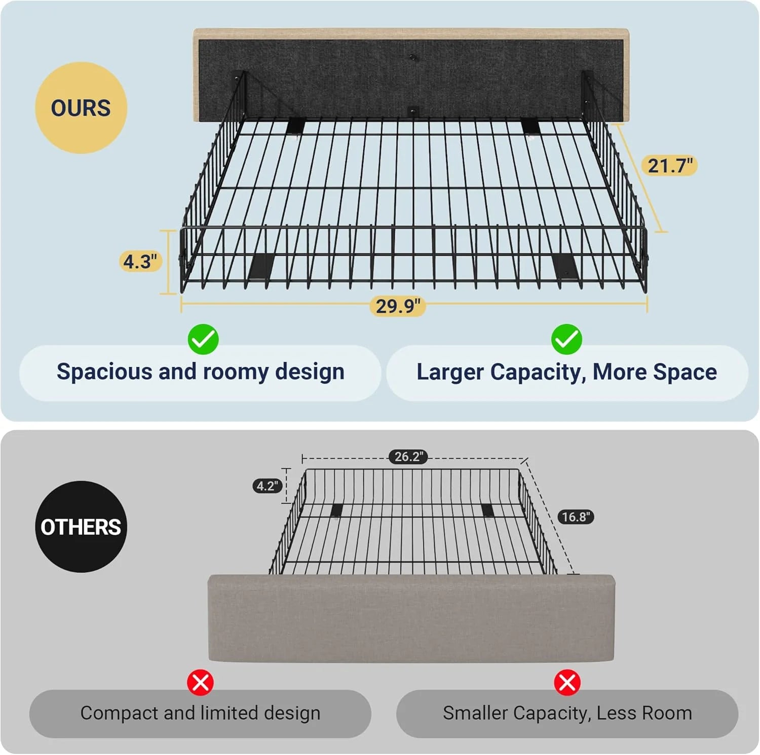 Allewie Upholstered Queen Size Platform Bed Frame with 4 Storage Drawers and Headboard
