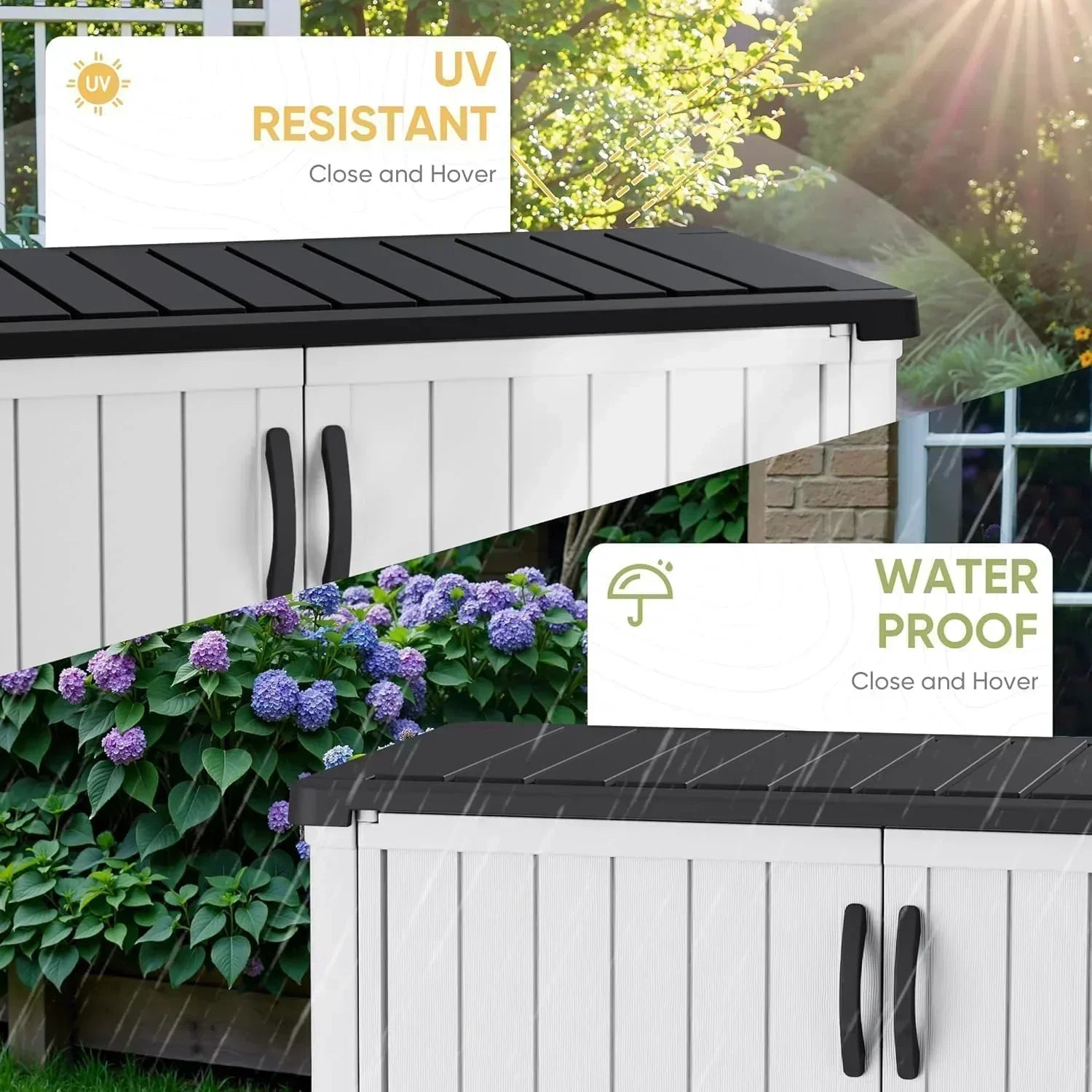Devoko Outdoor Storage Cabinet 26 Cu Ft with Lockable Doors Horizontal Storage Shed Waterproof