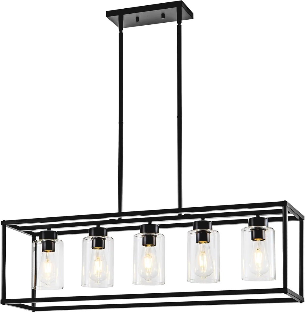 Modern Rustic Matte Black Chandelier