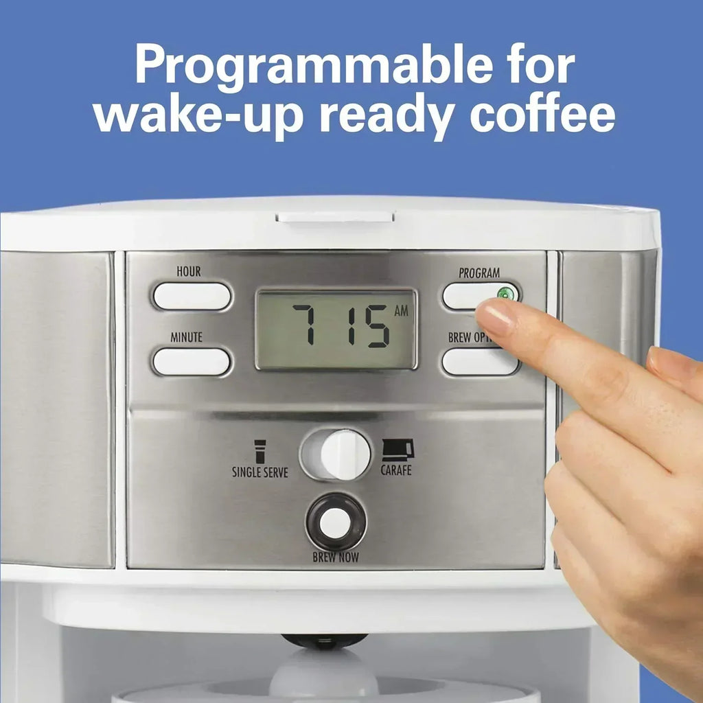 Hamilton Beach 2-Way 12 Cup Programmable Drip Coffee Maker Single Serve Machine Glass Carafe