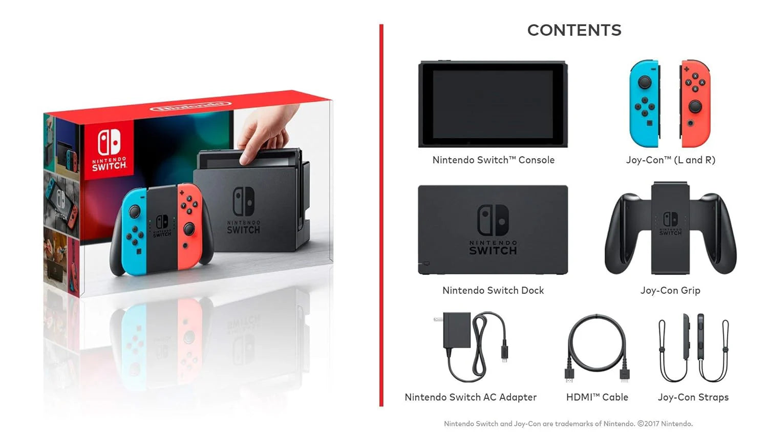 Nintendo Switch Neon Red and Neon Blue Joy-Con (Renewed)