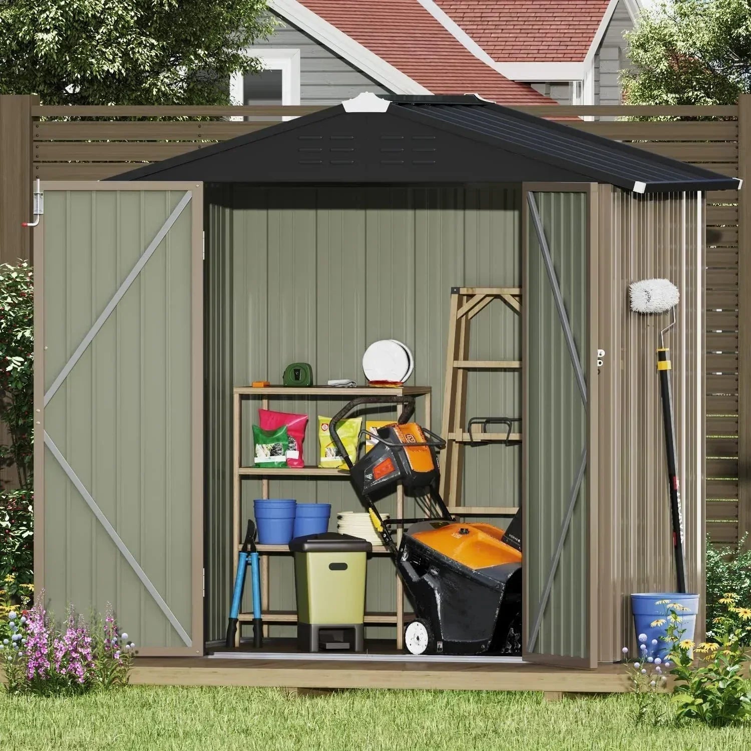 Devoko Outdoor Storage Shed Lockable Metal Garden Shed Steel Anti-Corrosion Storage House