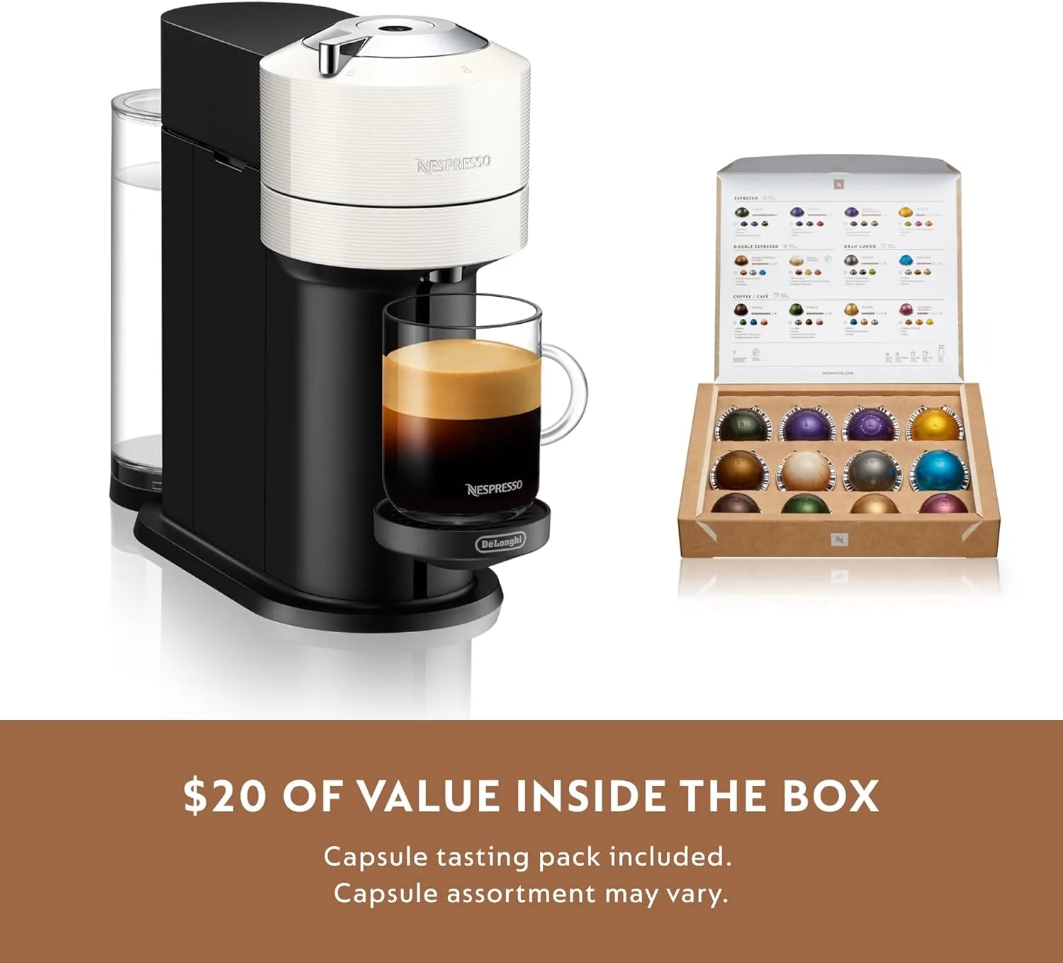 Nespresso Vertuo Next Coffee and Espresso Maker by De'Longhi, White