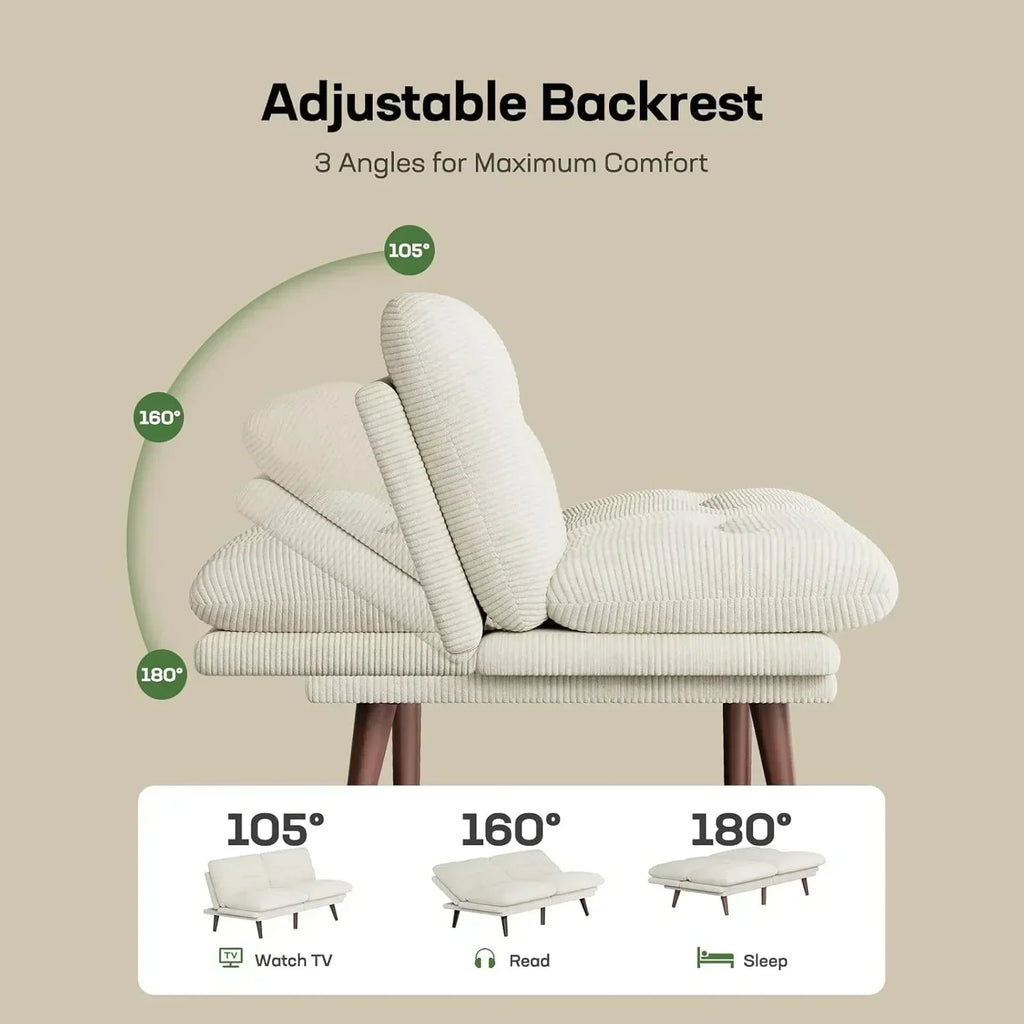 Futon Sofa Bed Futon Sofa Adjustable Back Armrests Converts to Small Sleeper Sofa Bed