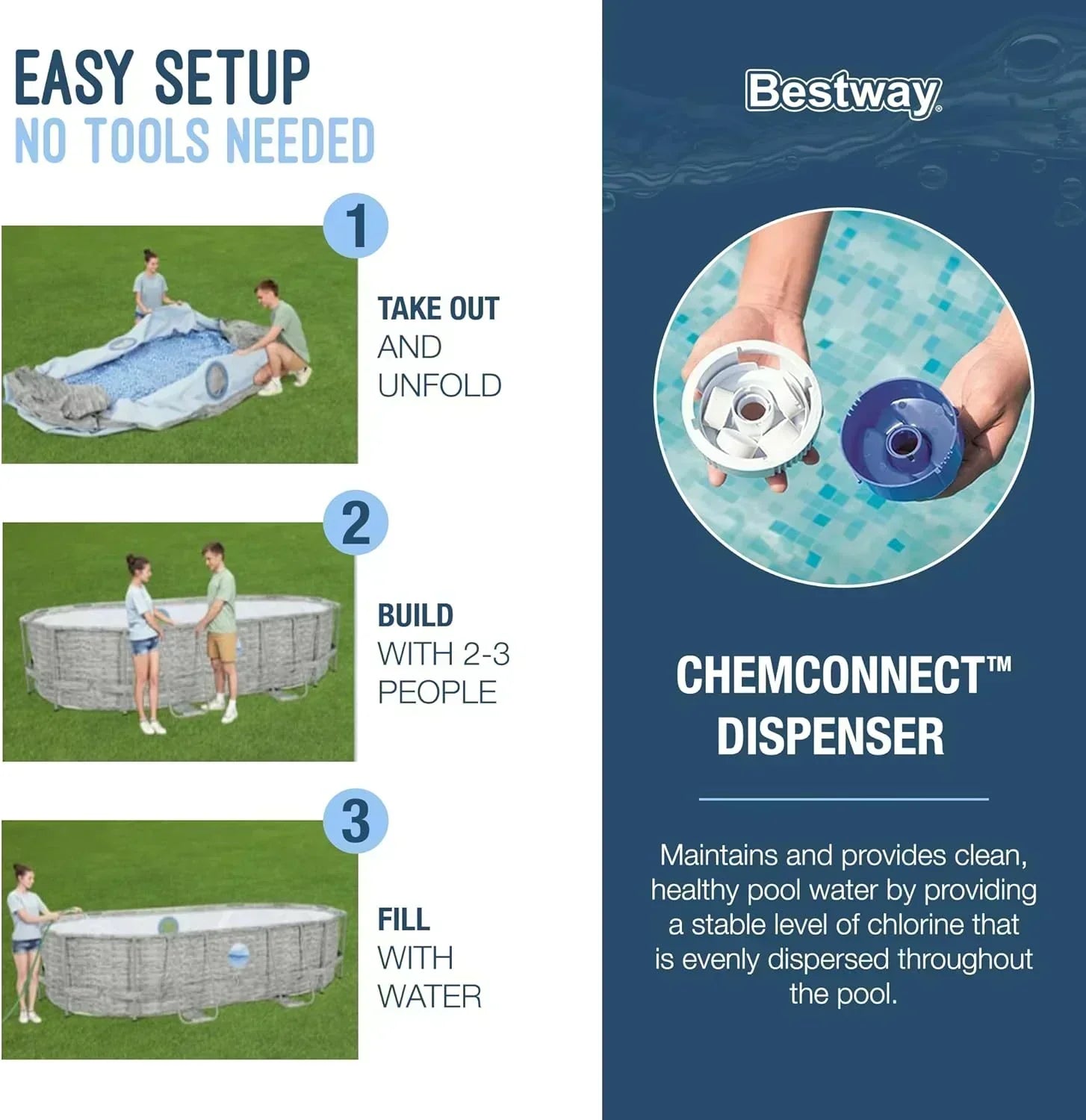 Power Steel Swim Vista Series II 14' x 8' 2 x 39.5 Above Ground Outdoor Swimming Pool Set