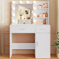 Lighted Makeup Vanity Desk, 35.4“W x 15.7'”D x 54“H, White with Lights and Mirror