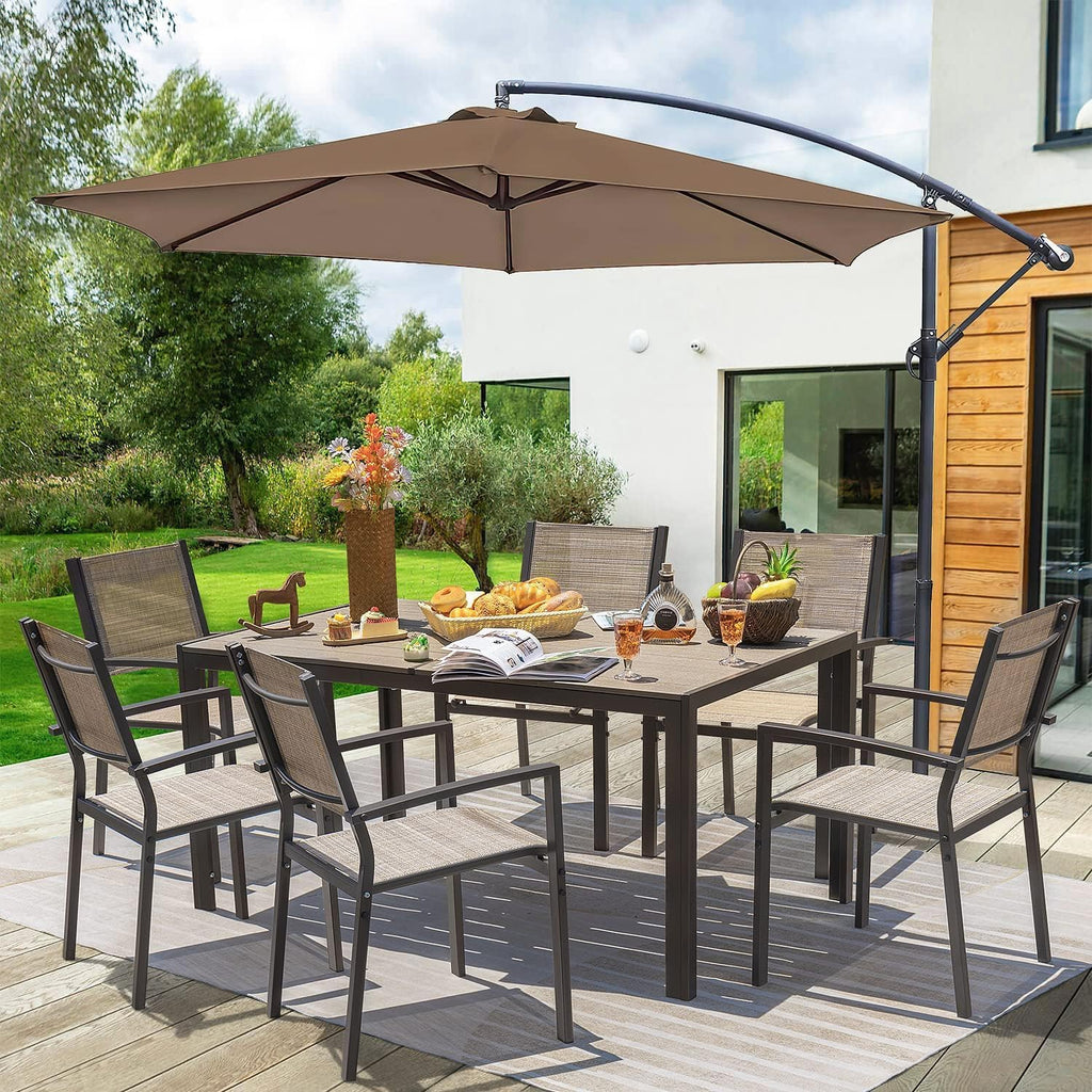 Homall Patio Dining Set 7 Pieces Outdoor Furniture with Large Table and 6 Textilene Chairs